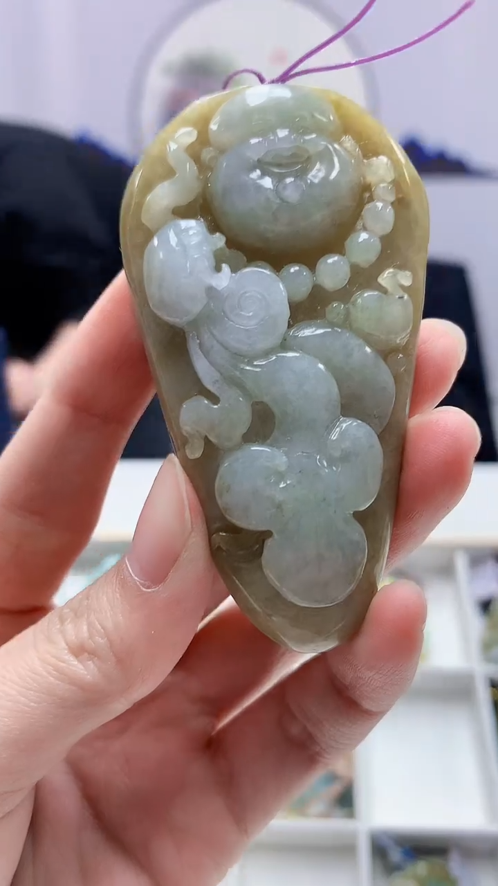 【闪购商品】定制翡翠未镶嵌5060zm-毛货挂件127佛公