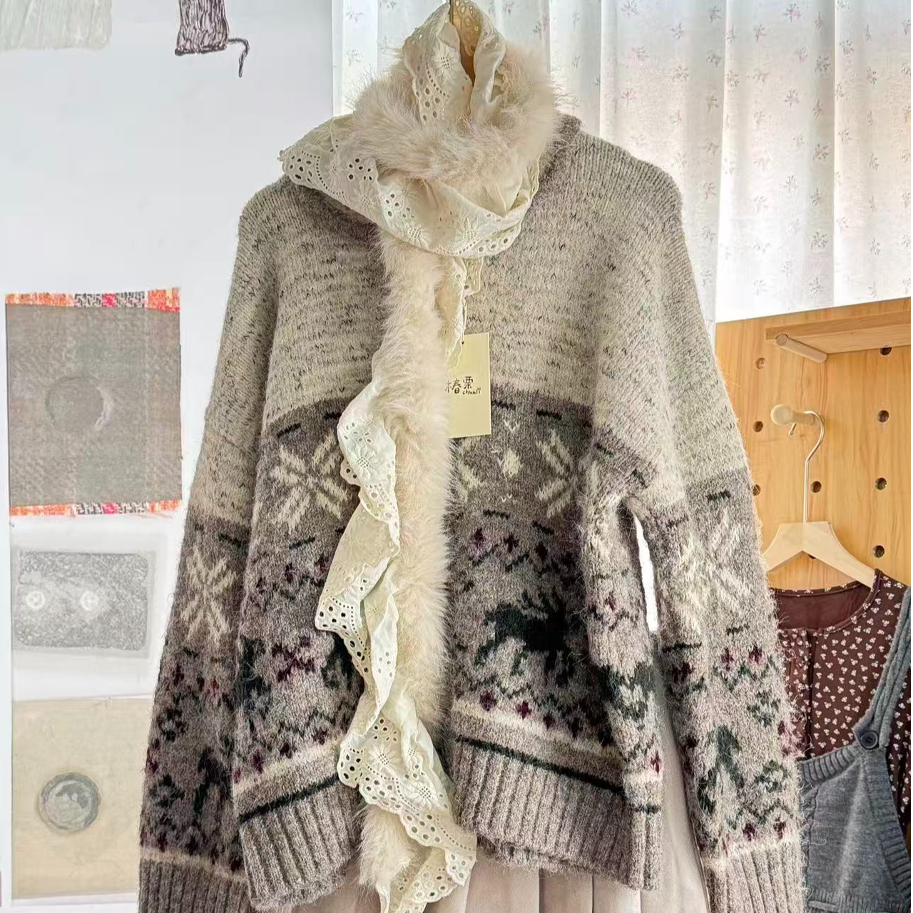 无袖短款针织条纹女翻领毛针织衫休闲上衣时尚气质