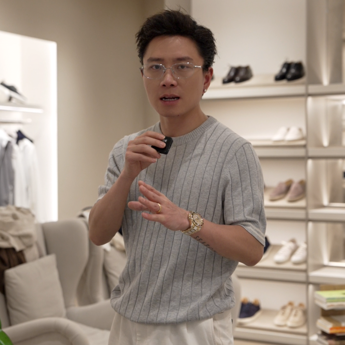 SEASONMARK【25SS】新款线条撞色老钱针织圆领短袖商务休闲舒适T恤