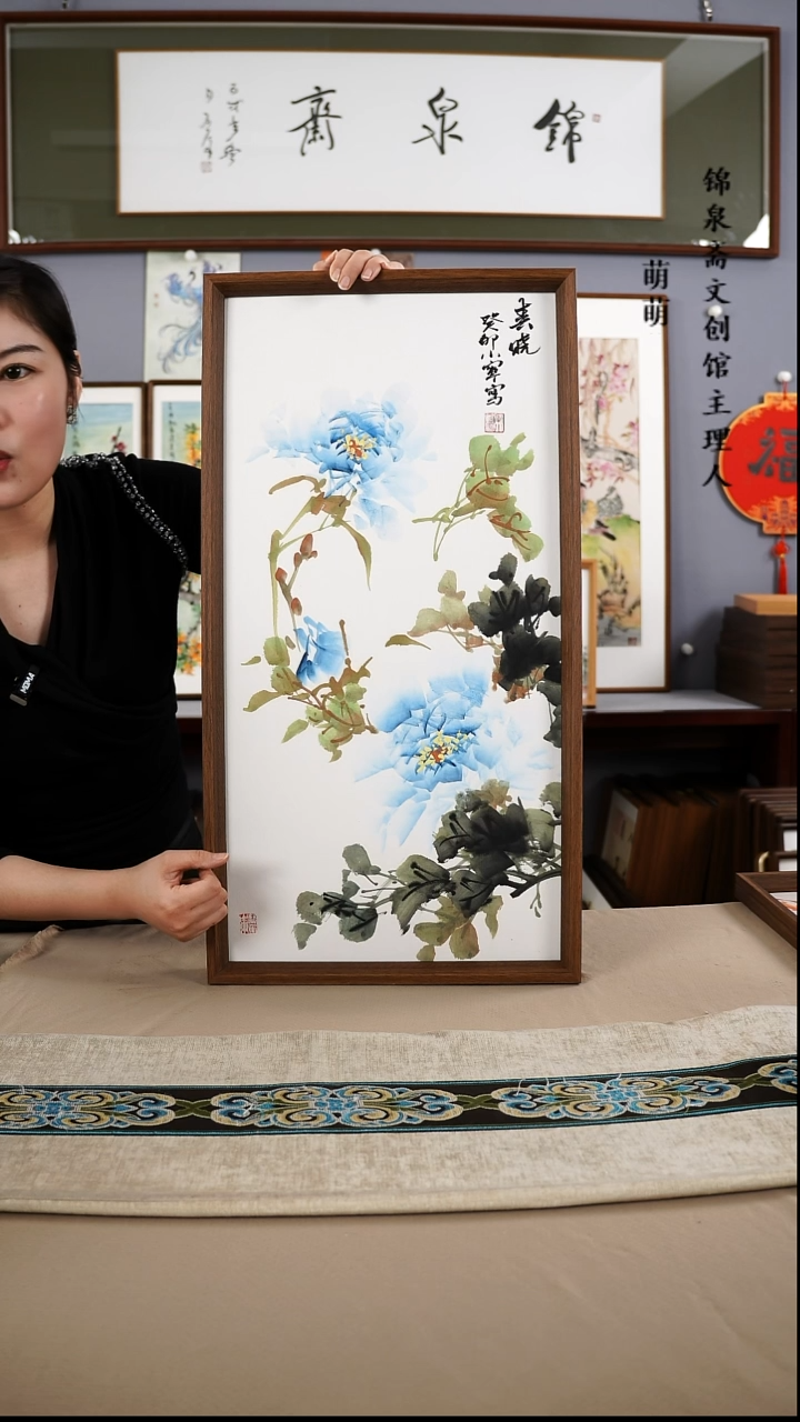 【闪购商品】国画35*67李小宁国画带框手绘作品