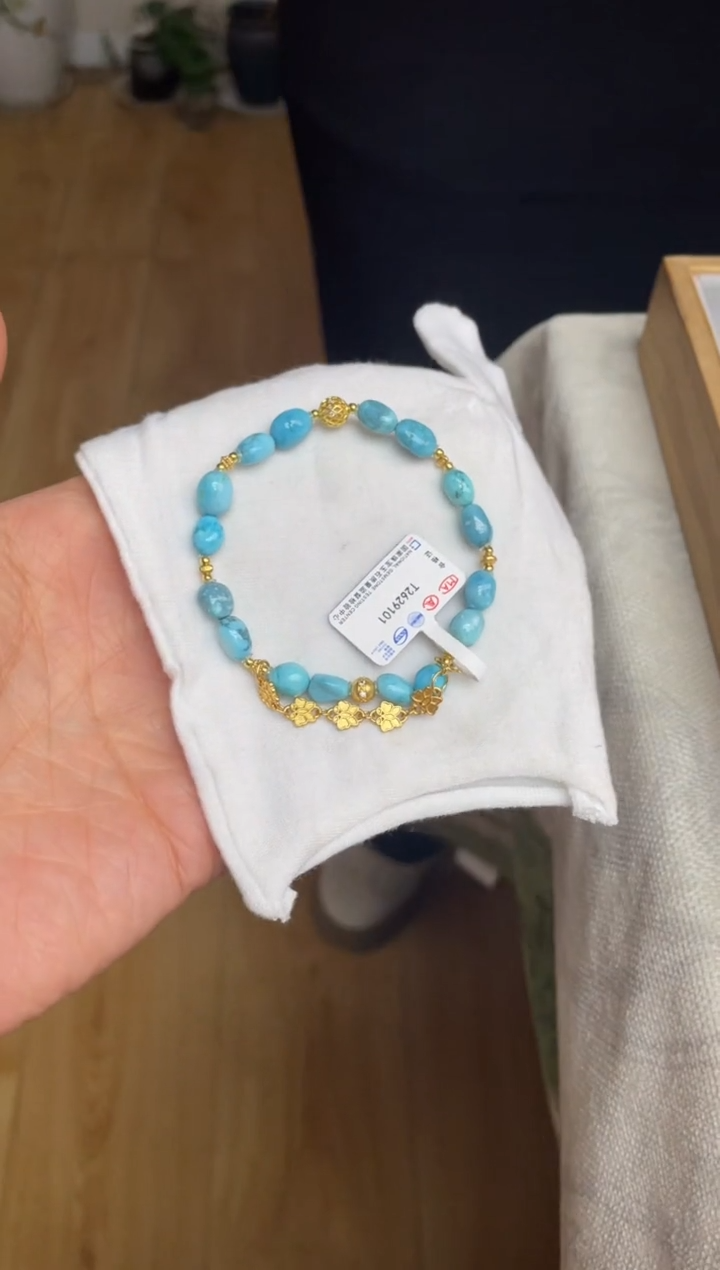 银S925镶嵌绿松石手串82