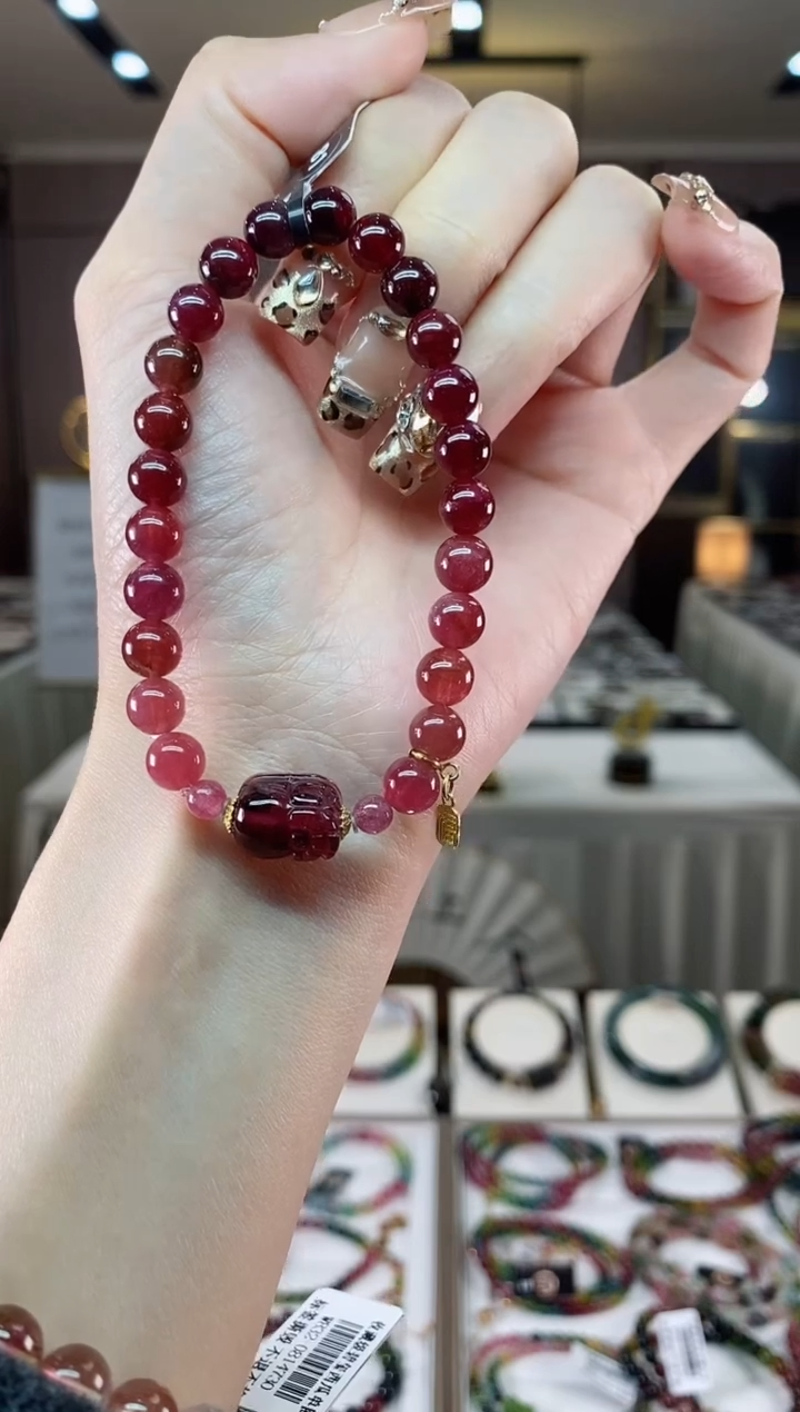 【闪购商品】碧玺单圈手串7mm+未镶嵌一物一证dan