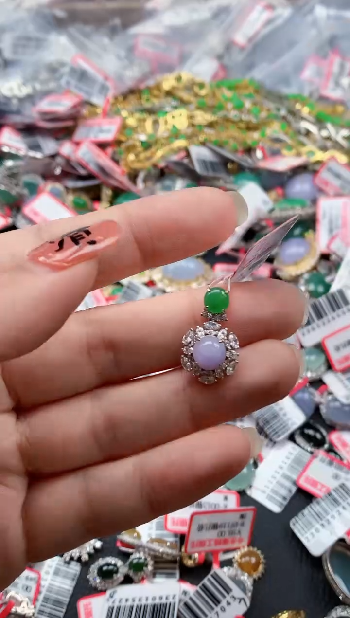 银S925镶嵌戒指翡翠天然A货缅甸翡翠