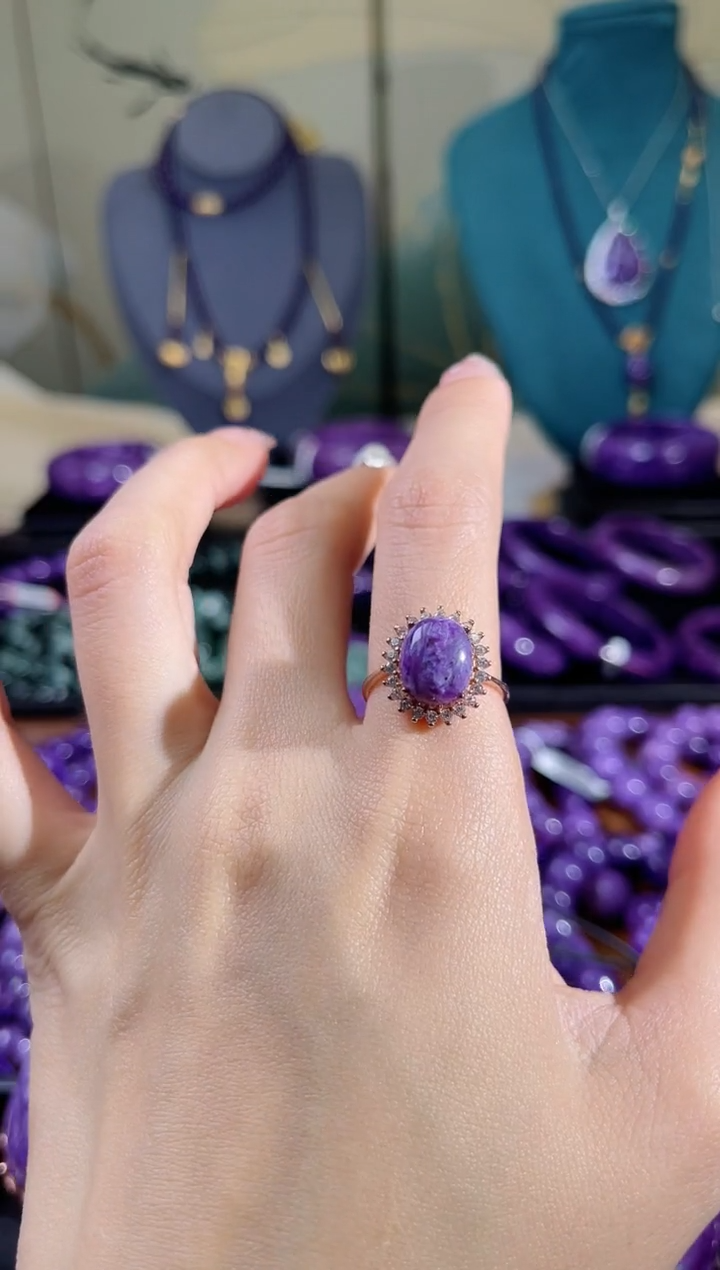 【闪购商品】查罗石（紫龙晶）戒指未镶嵌可调节