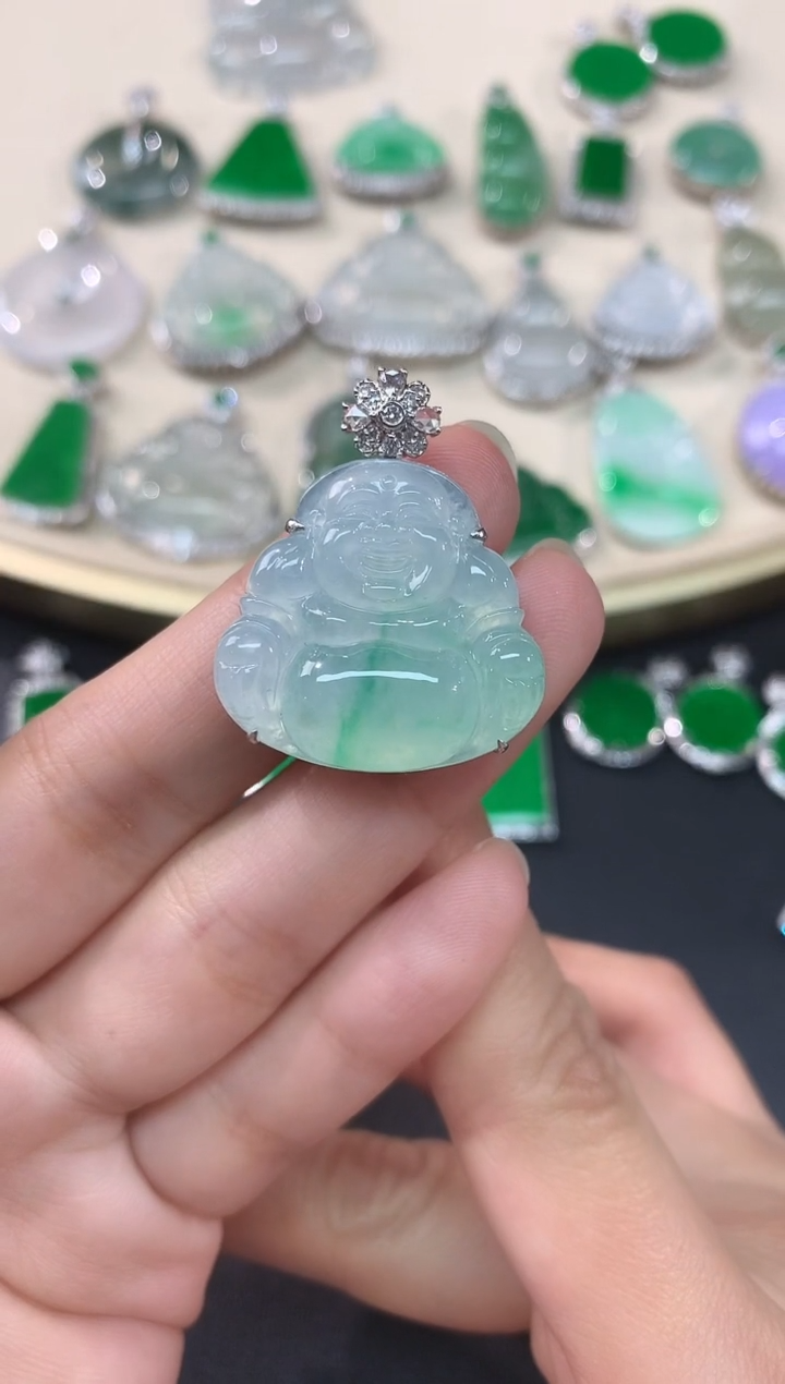 【闪购商品】翡翠吊坠(不含链)18K金镶嵌D301|9800