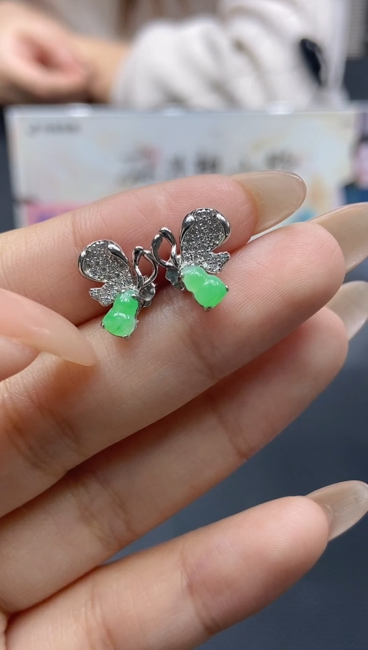 【闪购商品】翡翠耳饰未镶嵌天然翡翠A货14