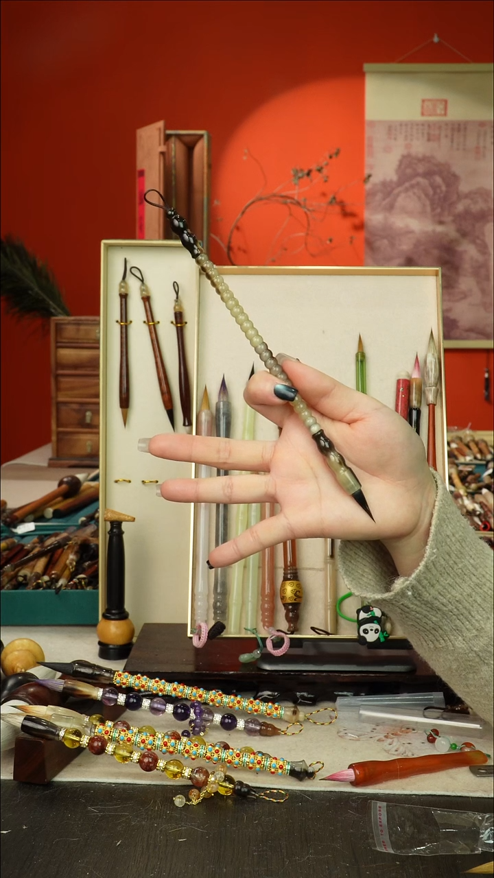 170号闪孤品高货毛笔链接 清水试笔 蘸墨不退