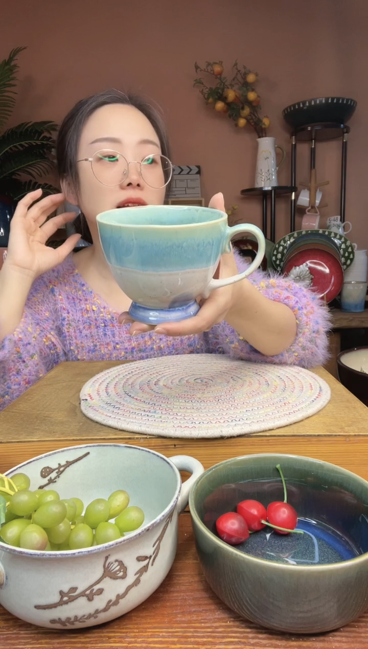 陶瓷450毫升渐变色水杯 微瑕疵