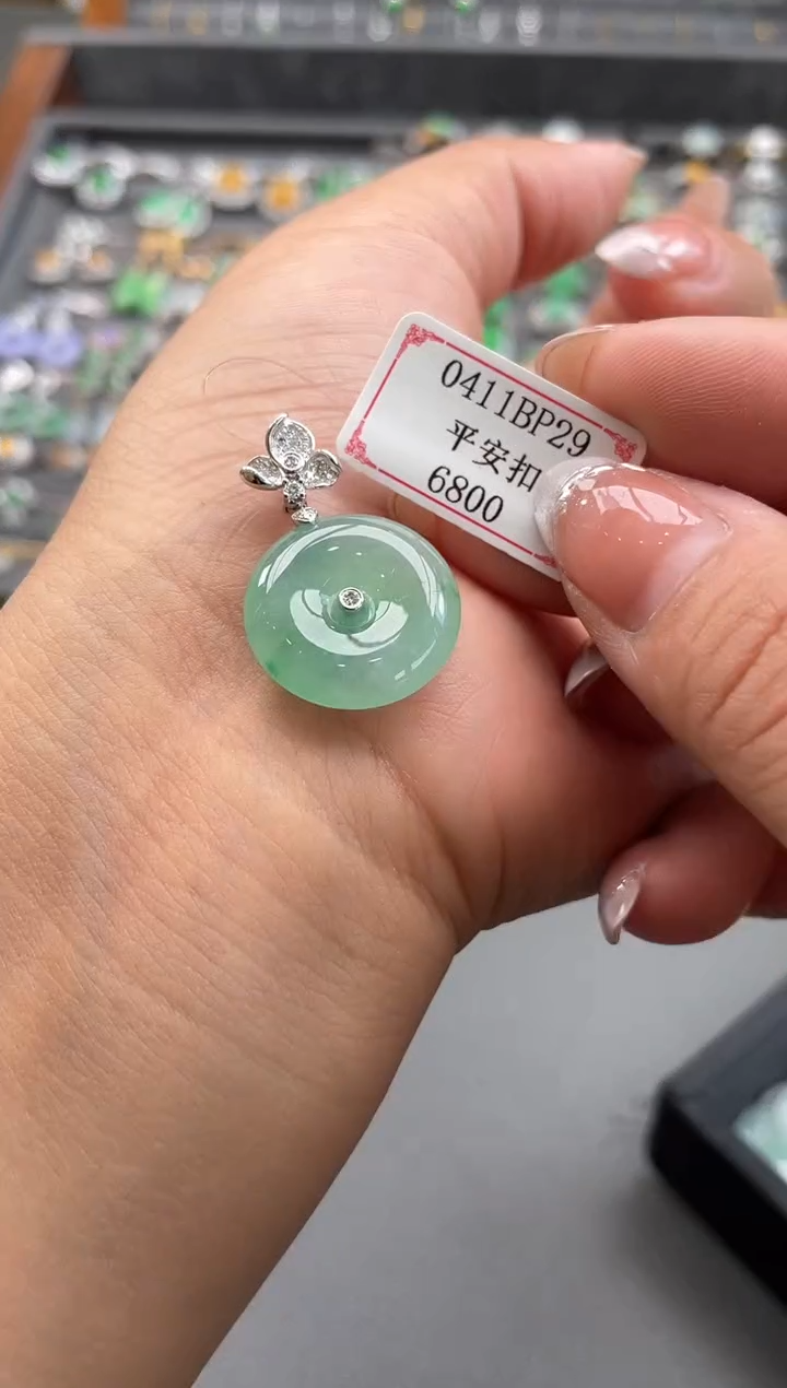 翡翠挂件18K金镶嵌0411BP29
