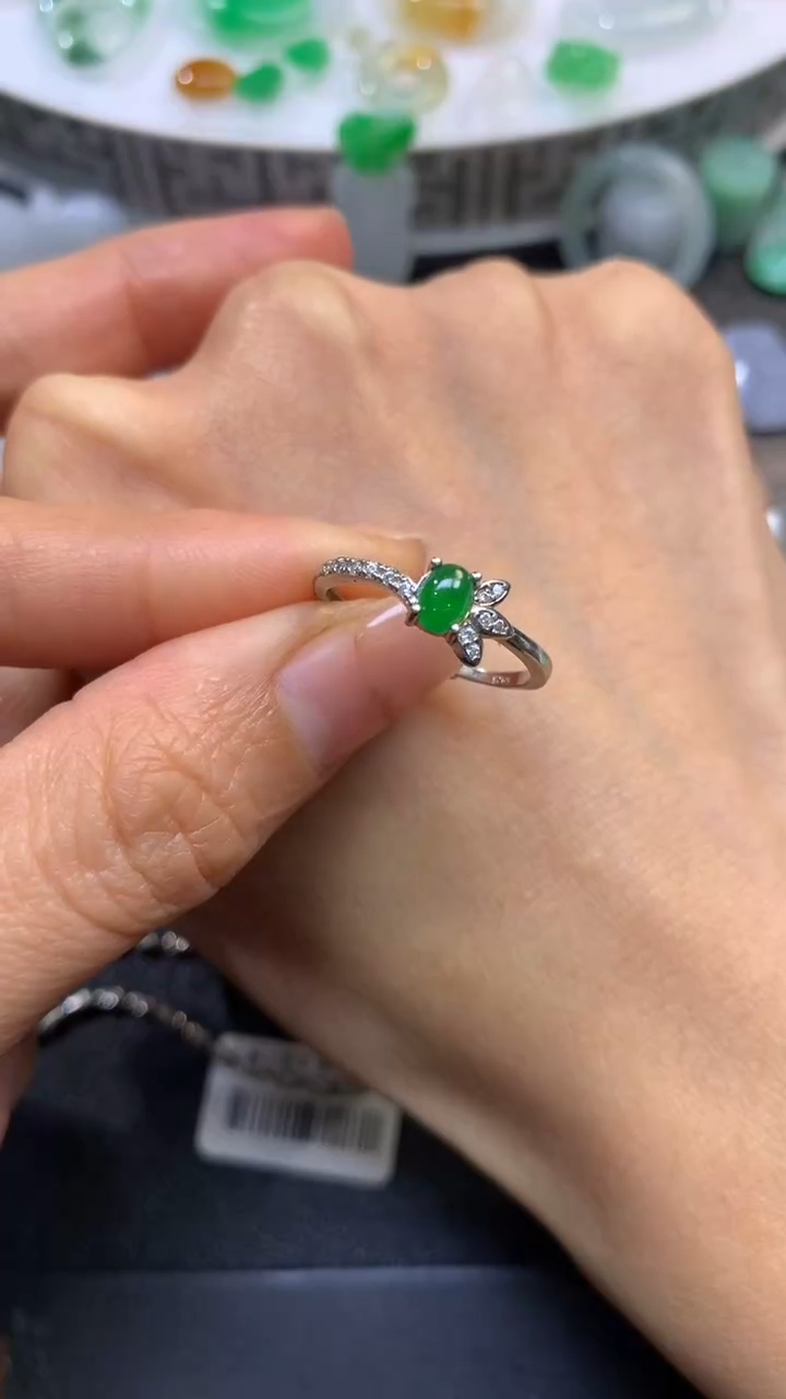 【闪购商品】翡翠戒指银S925镶嵌翡翠
