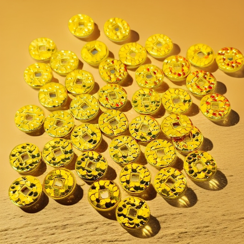 【质检发货】18K金爆闪碎冰冰五帝钱币（拍5单编好发货）