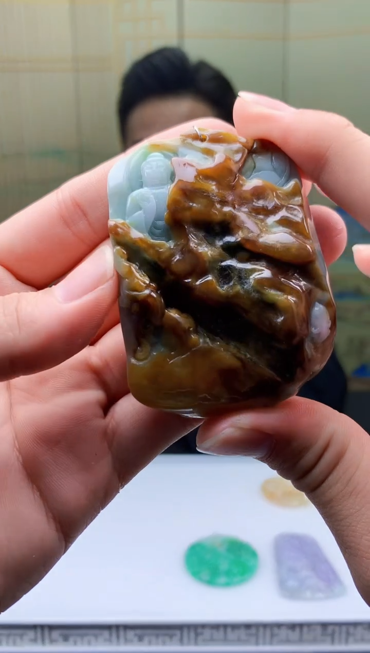 【闪购商品】定制翡翠未镶嵌5154bb-毛货挂件50