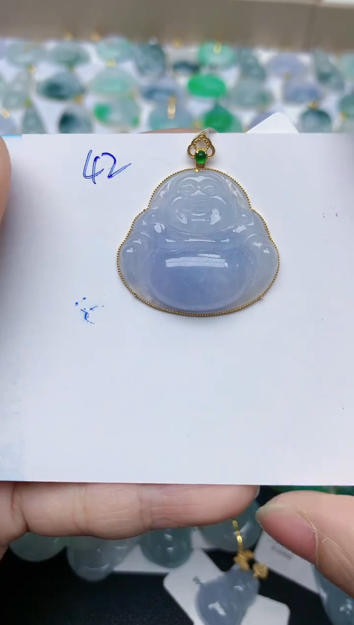 【闪购商品】翡翠颈饰18K金镶嵌天然翡翠A货    42