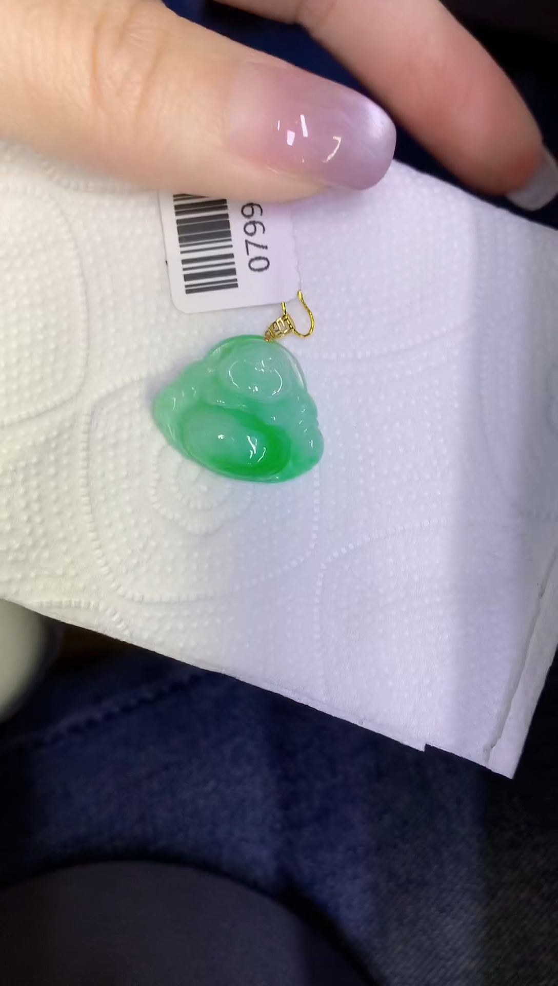 颈饰18K金镶嵌翡翠缅甸天然翡翠A货