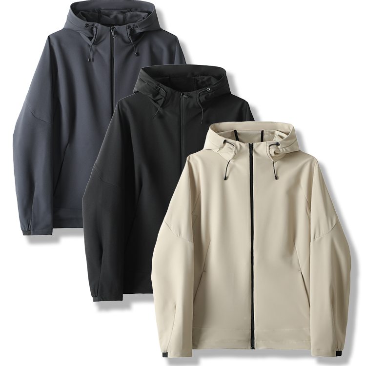 扛鼎之作！巨帅！男女同款户外纯色拼接设计潮流软壳连帽冲锋夹克
