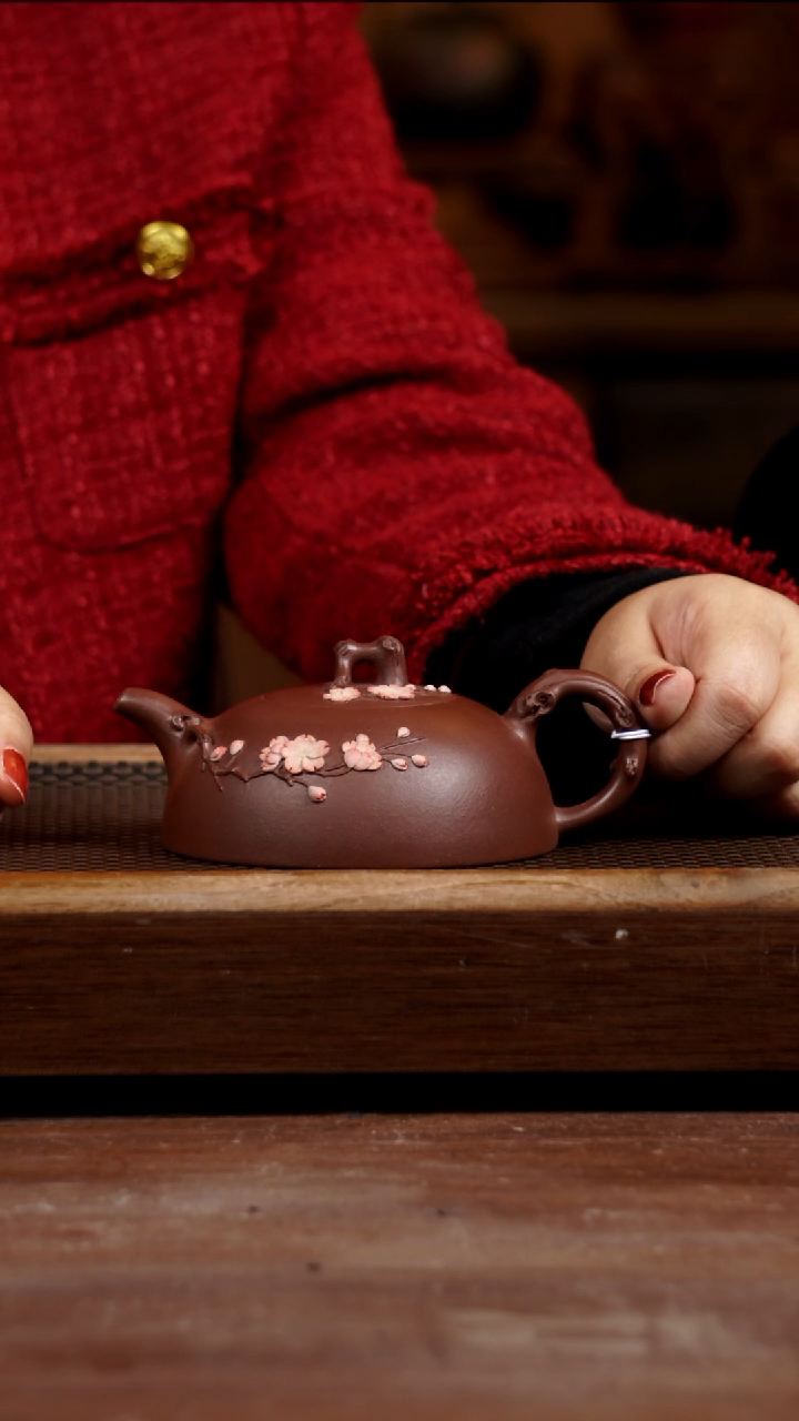 茶壶紫砂底槽青半月繁樱200CC