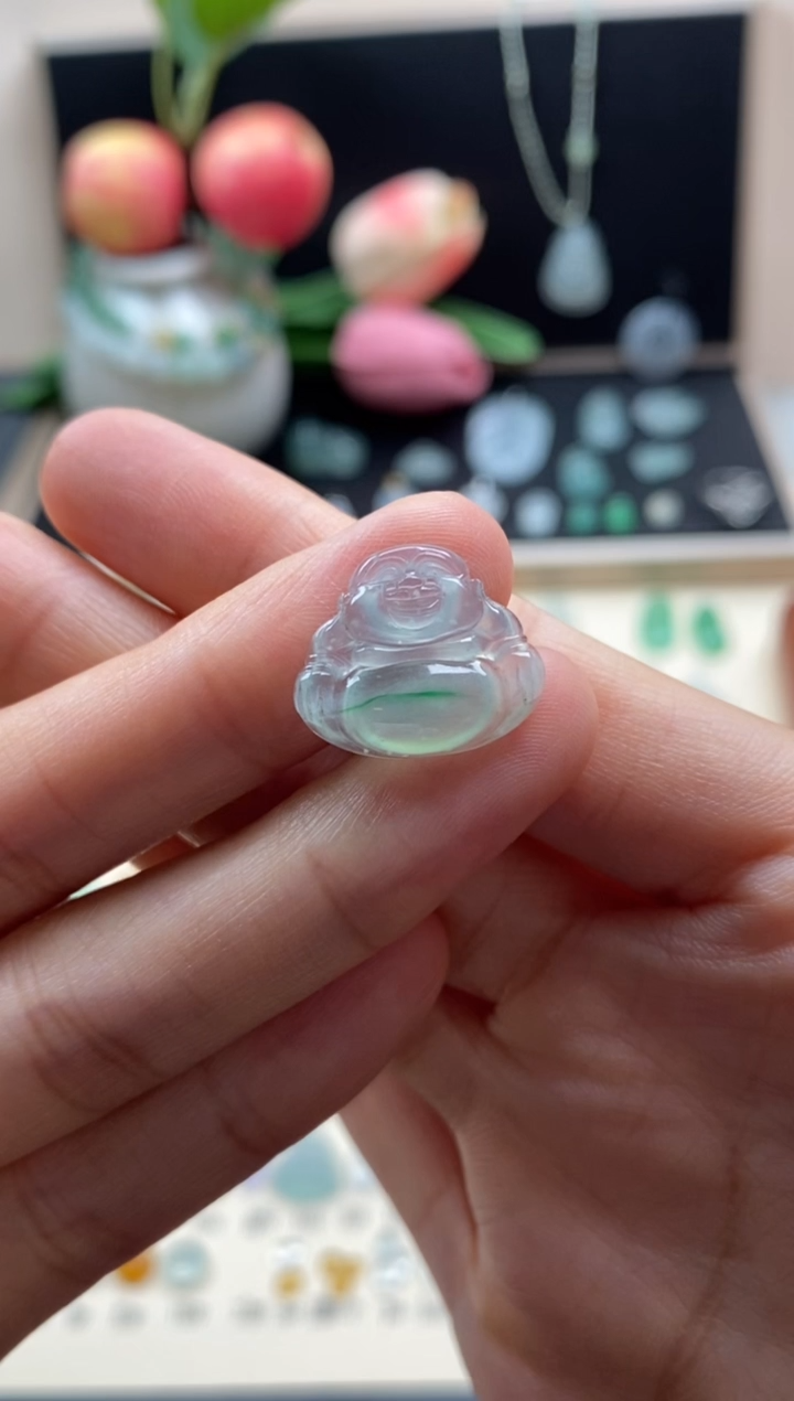 翡翠未镶嵌颈饰翡翠飘花佛公
