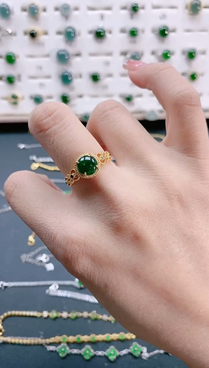 【闪购商品】翡翠戒指银S925镶嵌天然翡翠