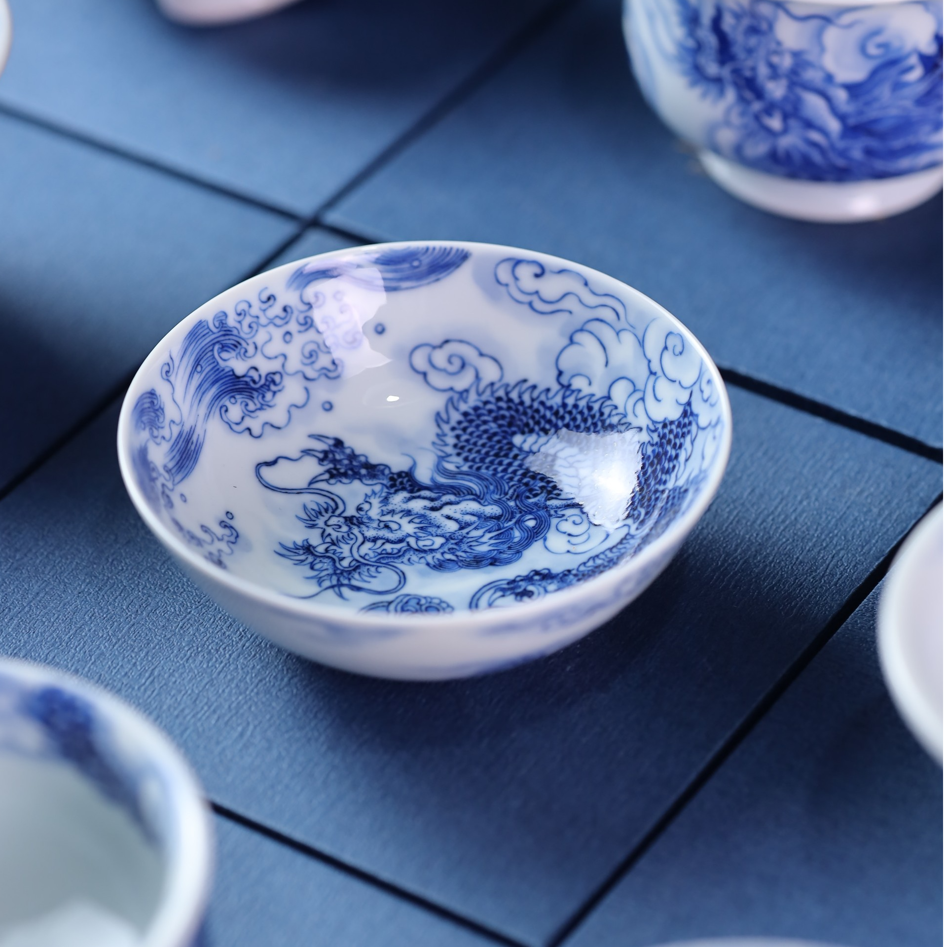 刘建锋窑青花仿清云龙纹普洱杯家用顺丰包邮 LJF379