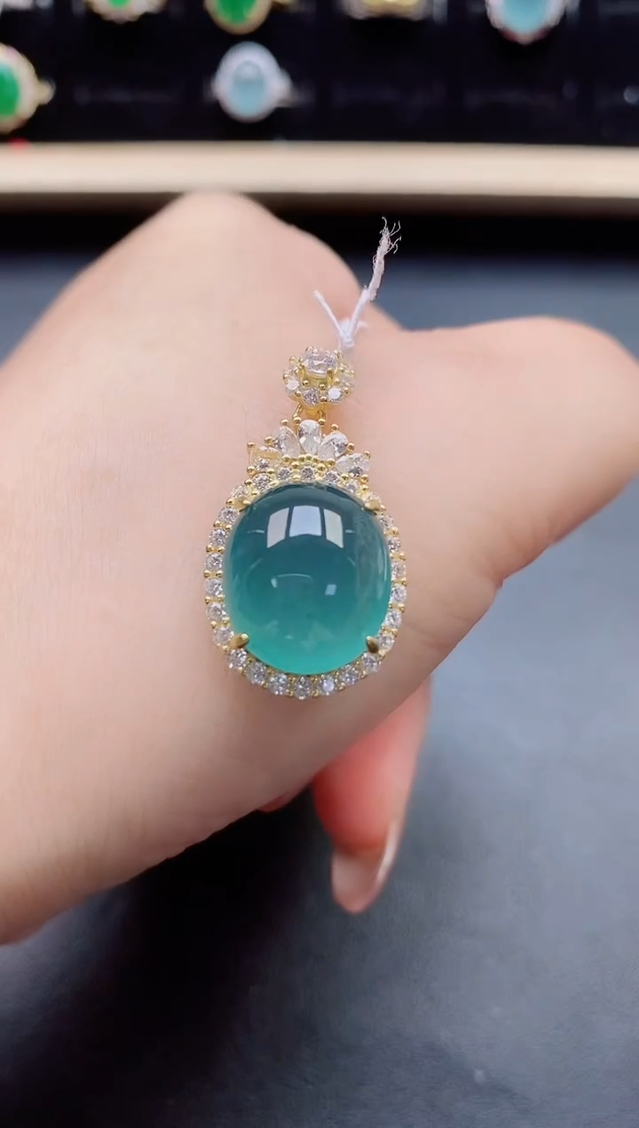 翡翠银S925镶嵌吊坠(赠链)21321