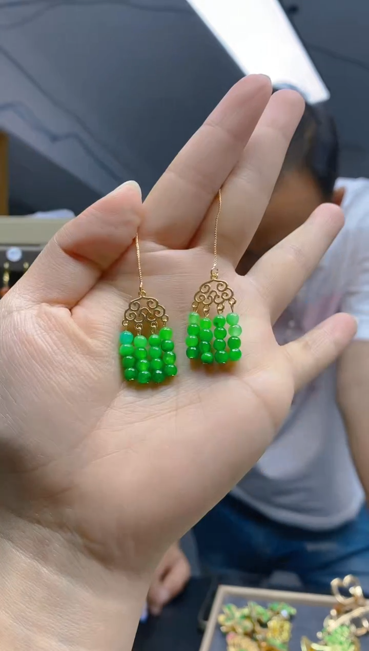翡翠合金耳饰0157翡翠耳线