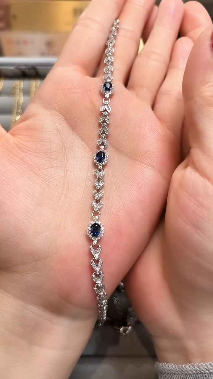 【闪购商品】蓝宝石手链银S925镶嵌09