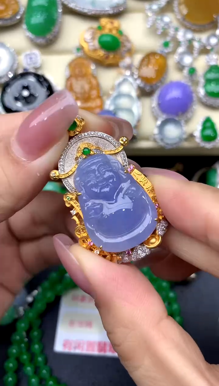 颈饰18K金镶嵌翡翠446-中国好珍宝