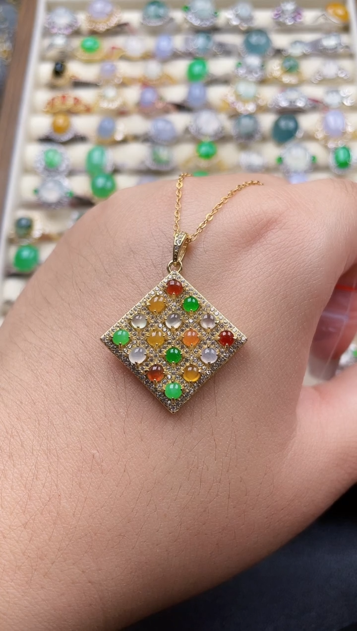 颈饰银S925镶嵌翡翠169