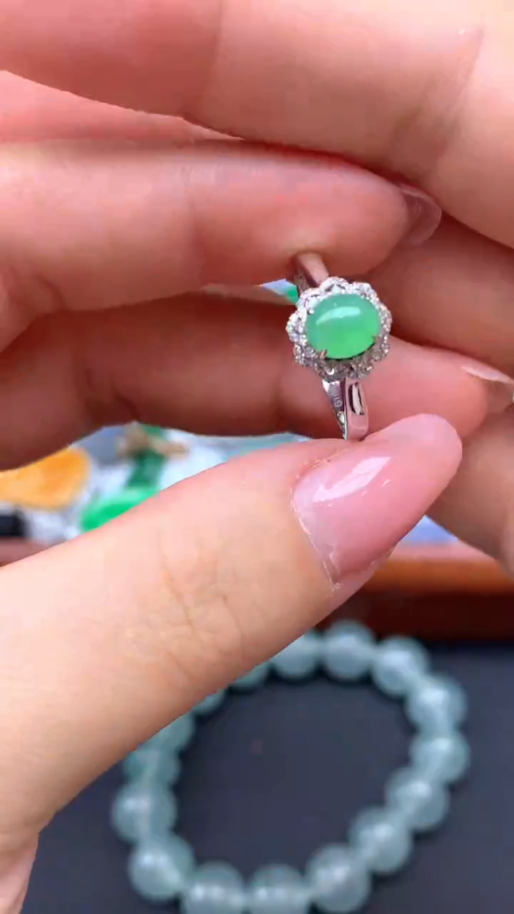 【闪购商品】翡翠戒指18K金镶嵌200-天然翡翠