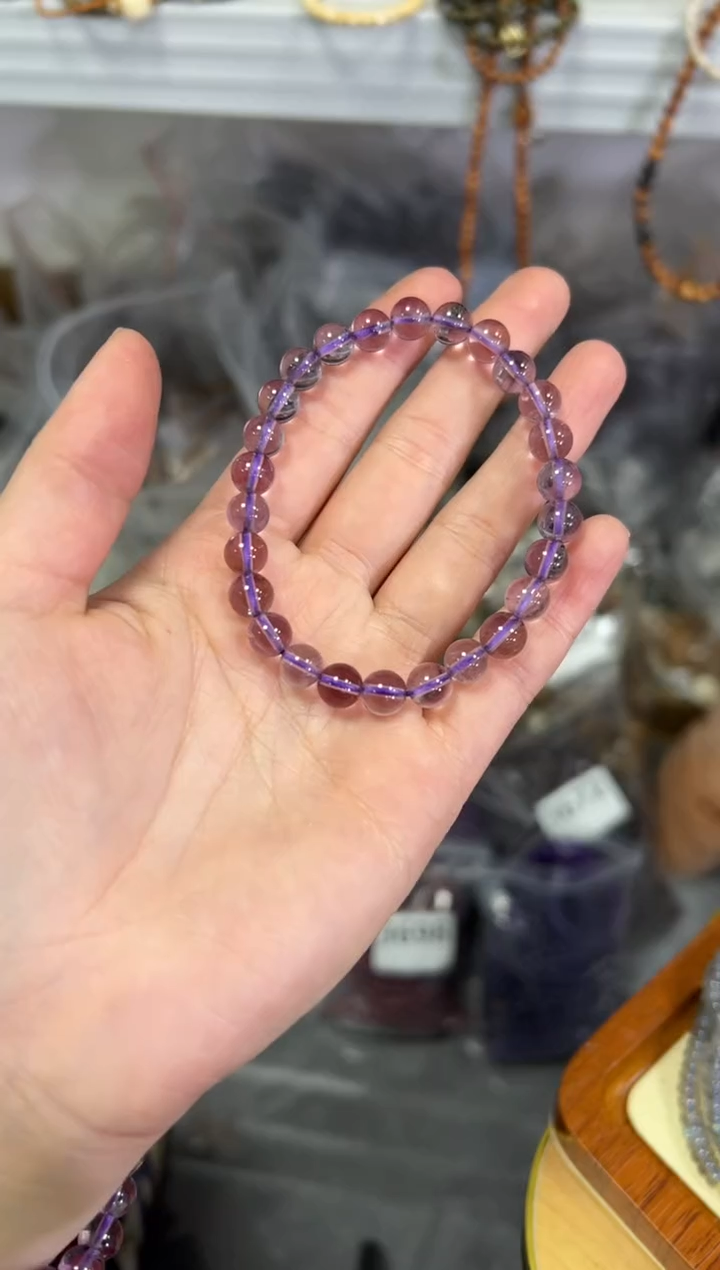 【闪购商品】水晶手链未镶嵌透体紫水晶圆珠手链[3679]