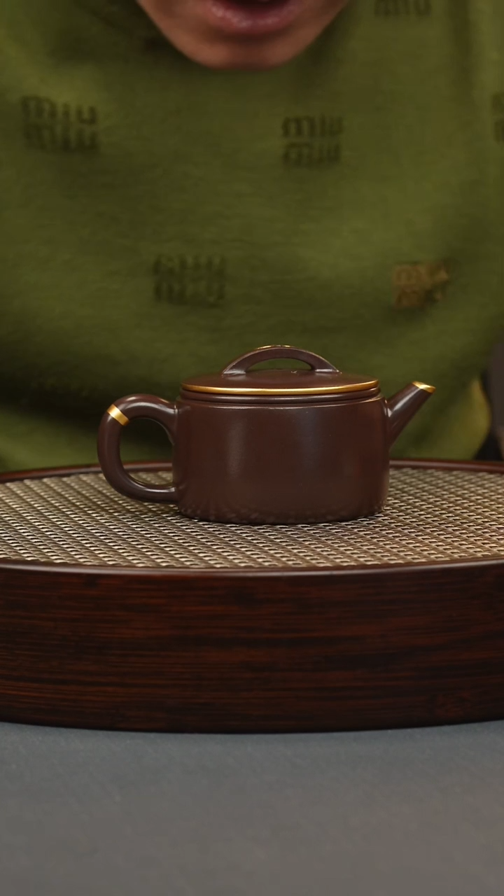 【闪购商品】紫砂茶壶紫龙血 汉瓦 描金