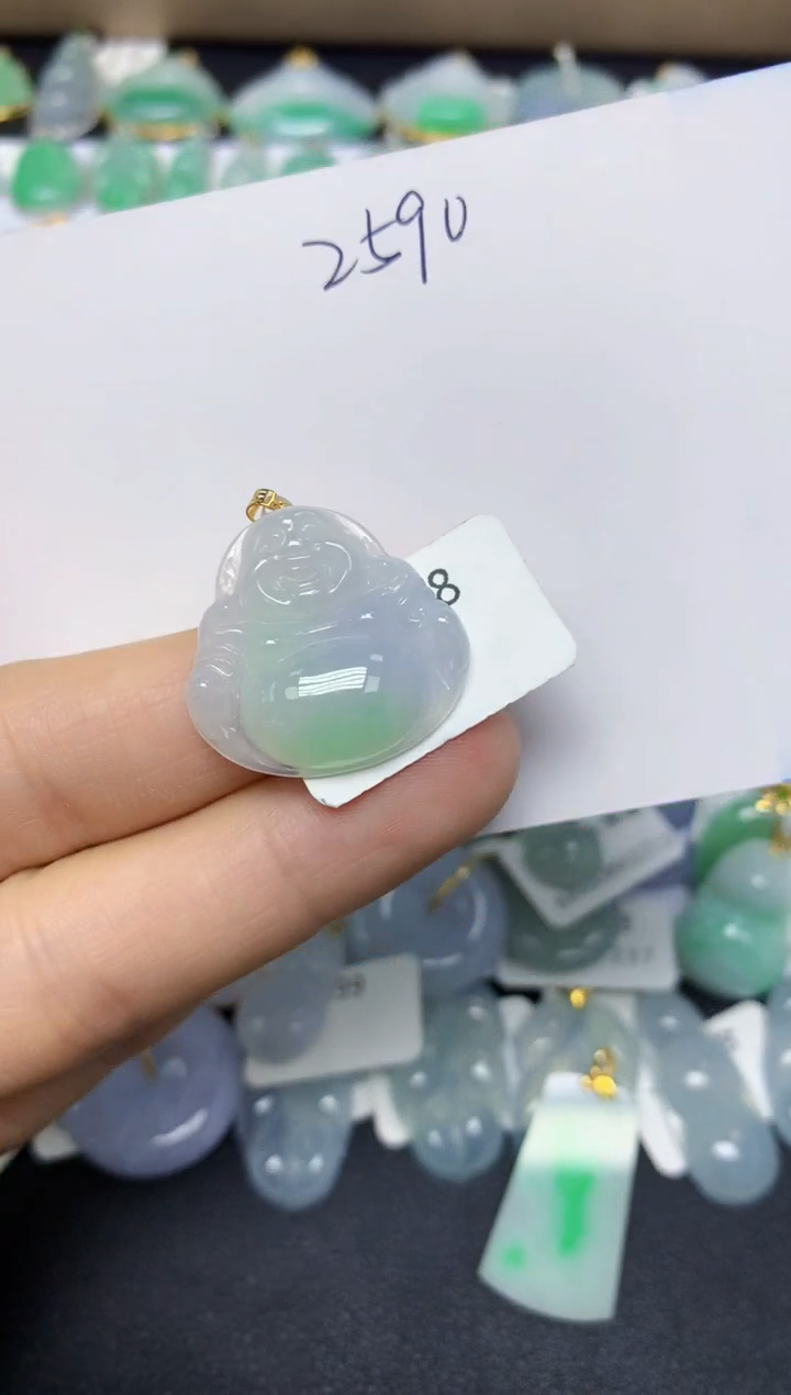 【闪购商品】翡翠挂件18K金镶嵌 天然翡翠A货