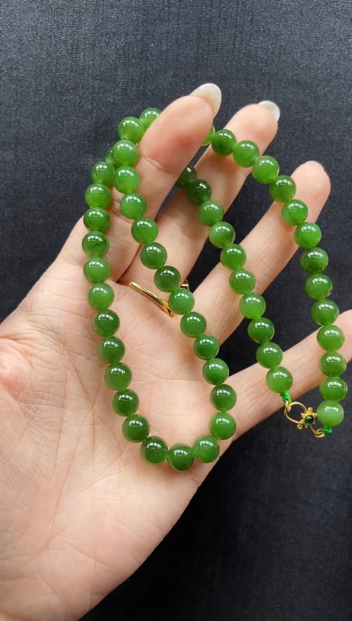 【闪购商品】和田玉项链18K金镶嵌8MM 多样性发一Z