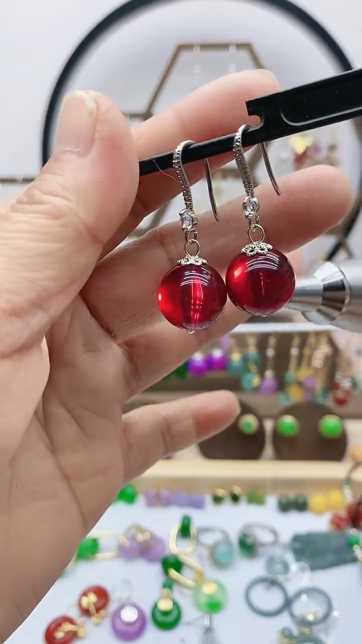 血珀未镶嵌耳饰89