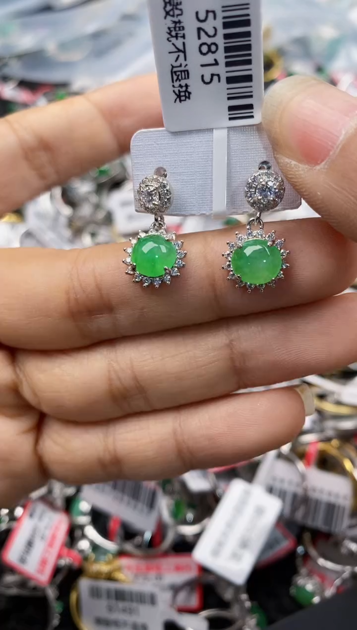 银S925镶嵌戒指翡翠444---3