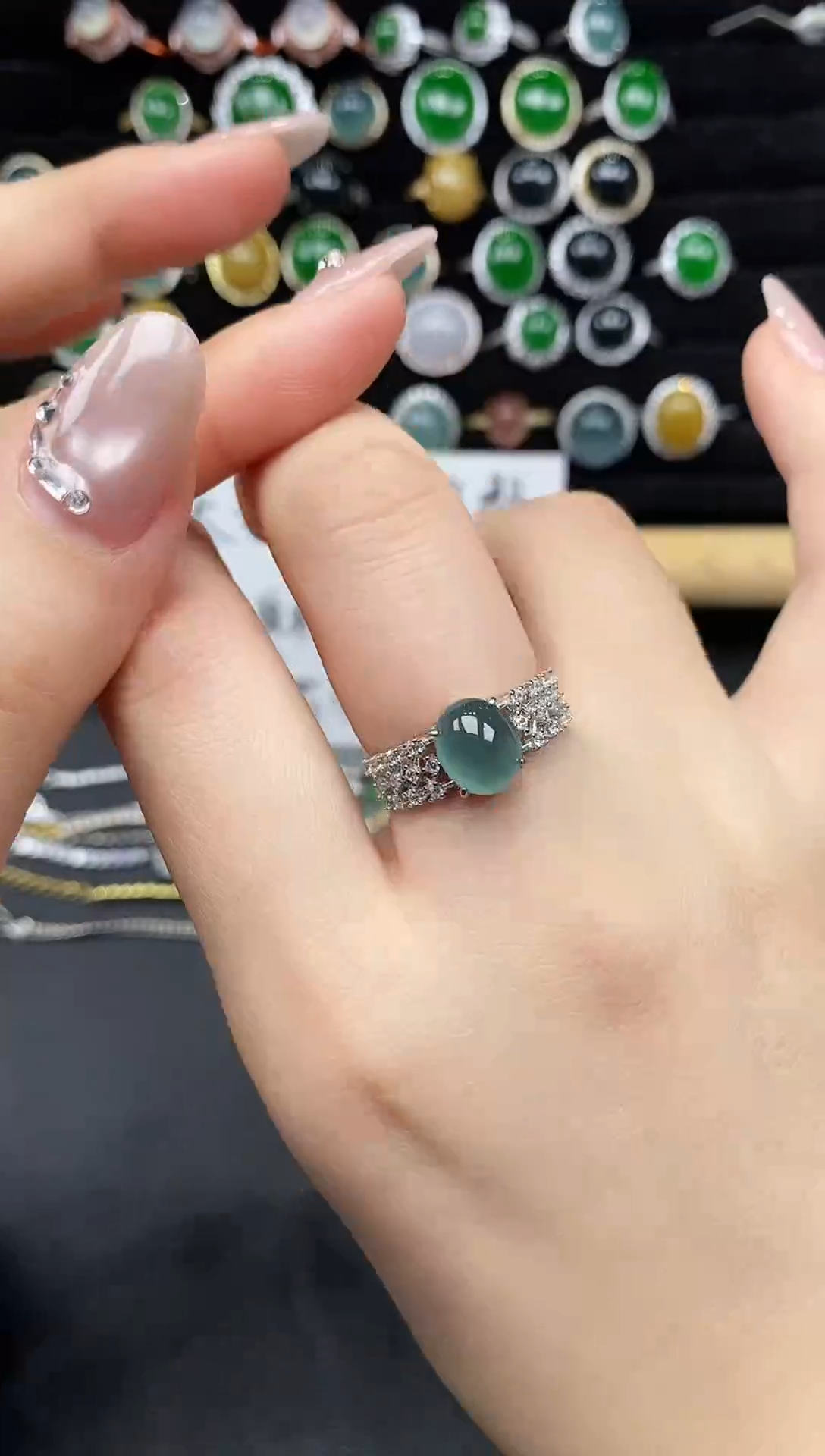 银S925镶嵌戒指翡翠111