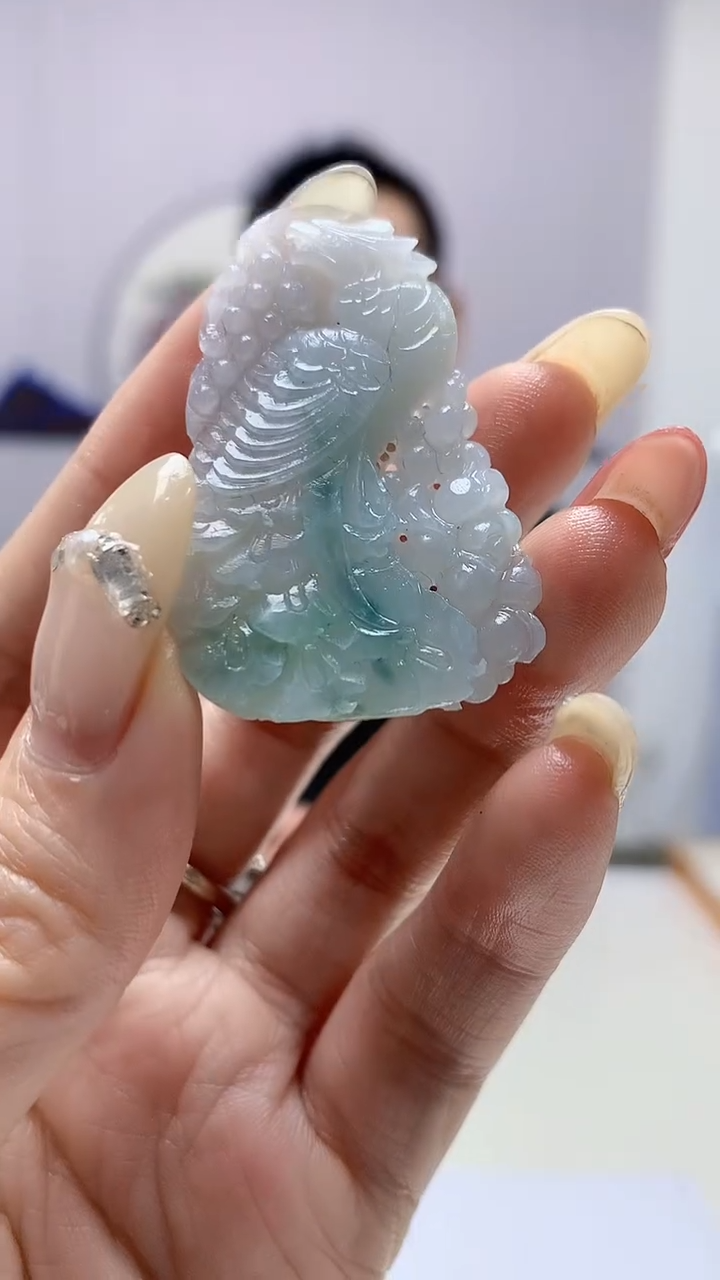 【闪购商品】定制翡翠未镶嵌3916DD-毛货挂件凤凰47