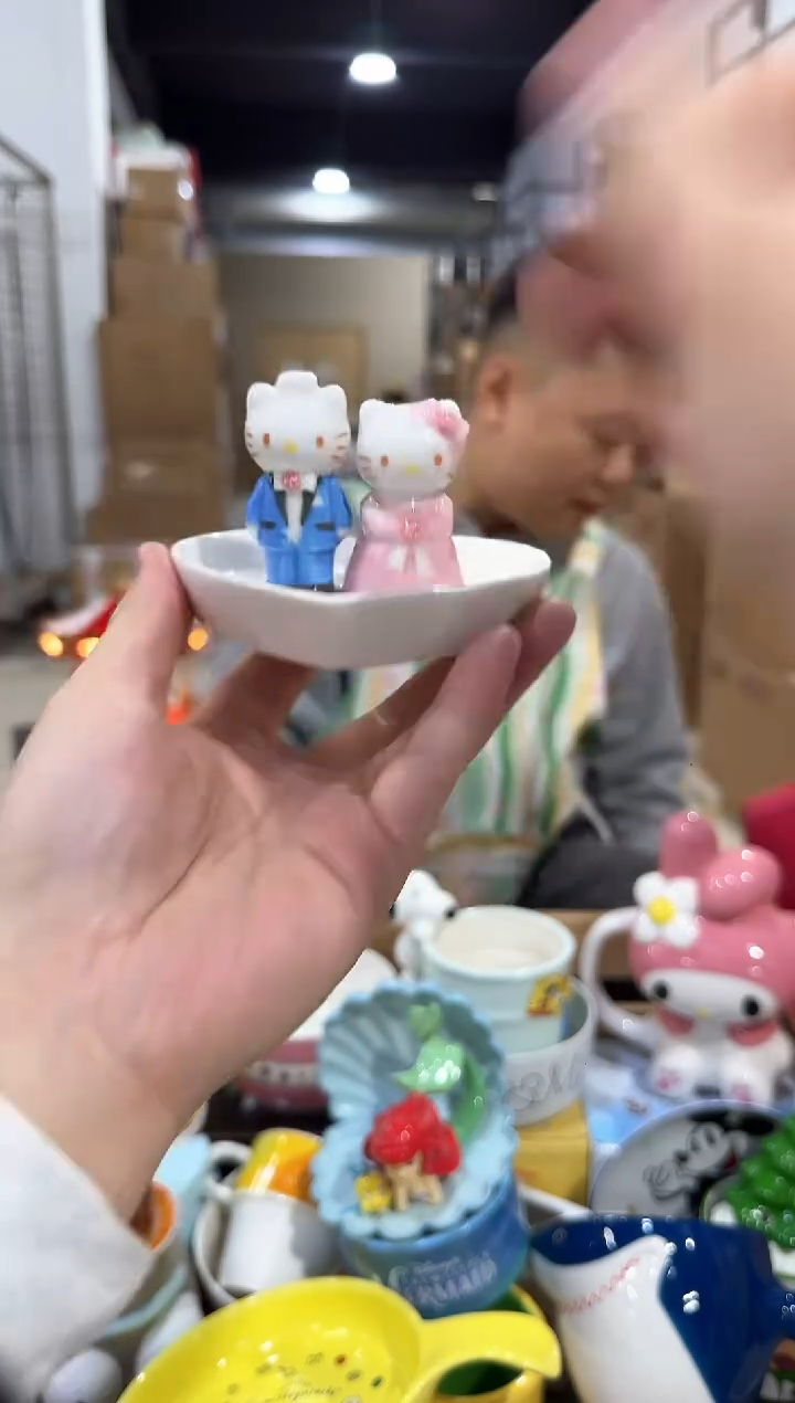 瓷片原盒kt猫结婚首饰盘