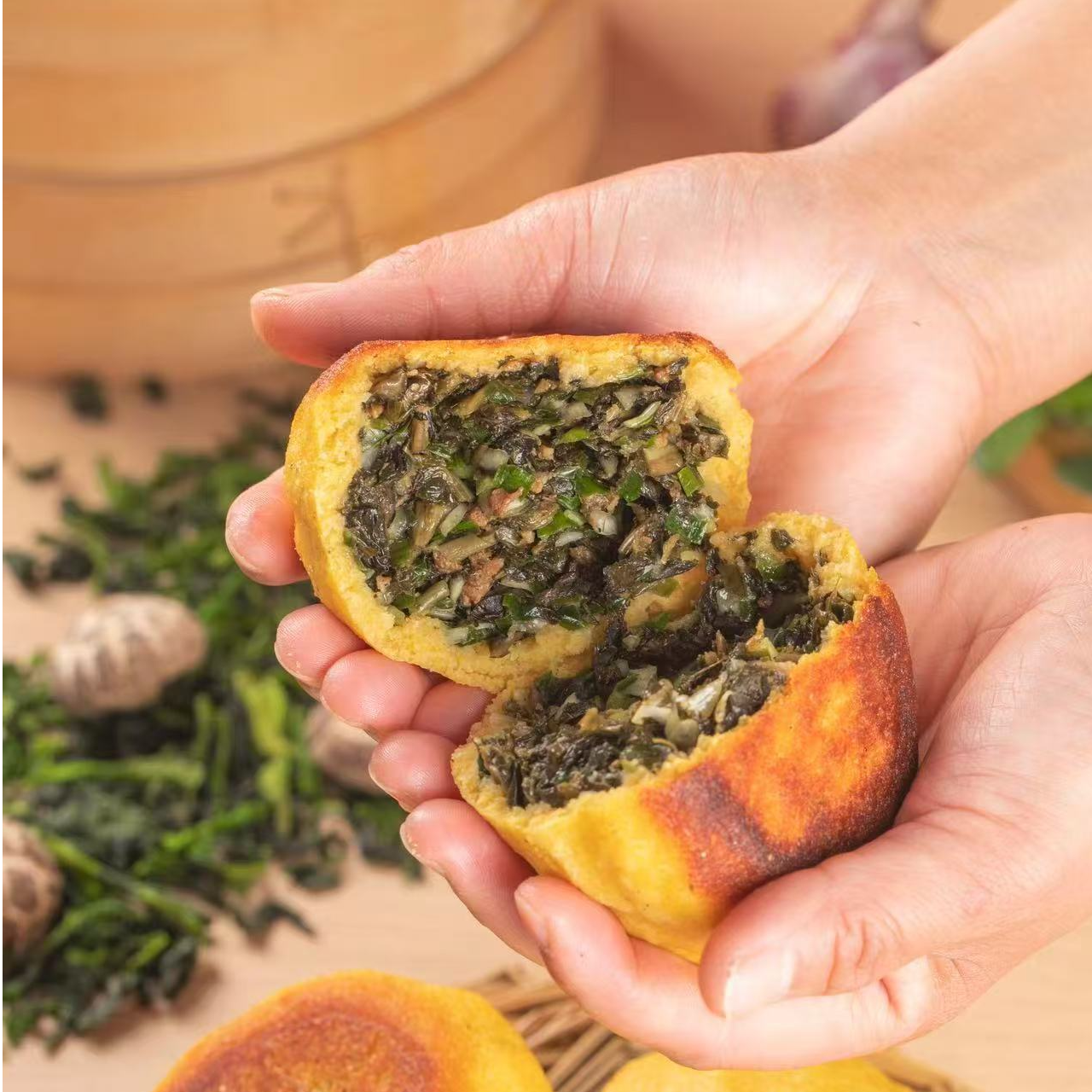 (混搭)荠菜馅，野菜馅，干白菜 纯玉米面手工菜团子