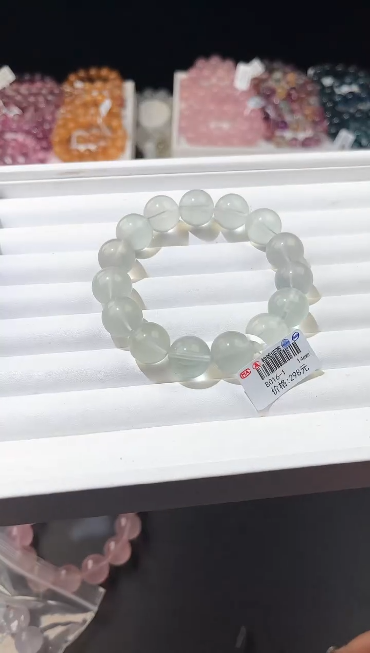 【闪购商品】萤石手链未镶嵌多样性发一奶绿14mm
