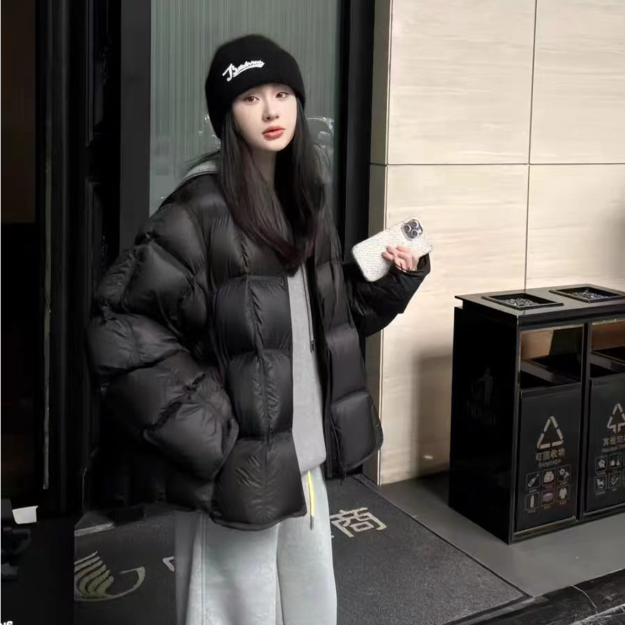 圆领秋冬女款网红加厚棉衣款落肩袖常规保暖短款时尚休闲百搭女士