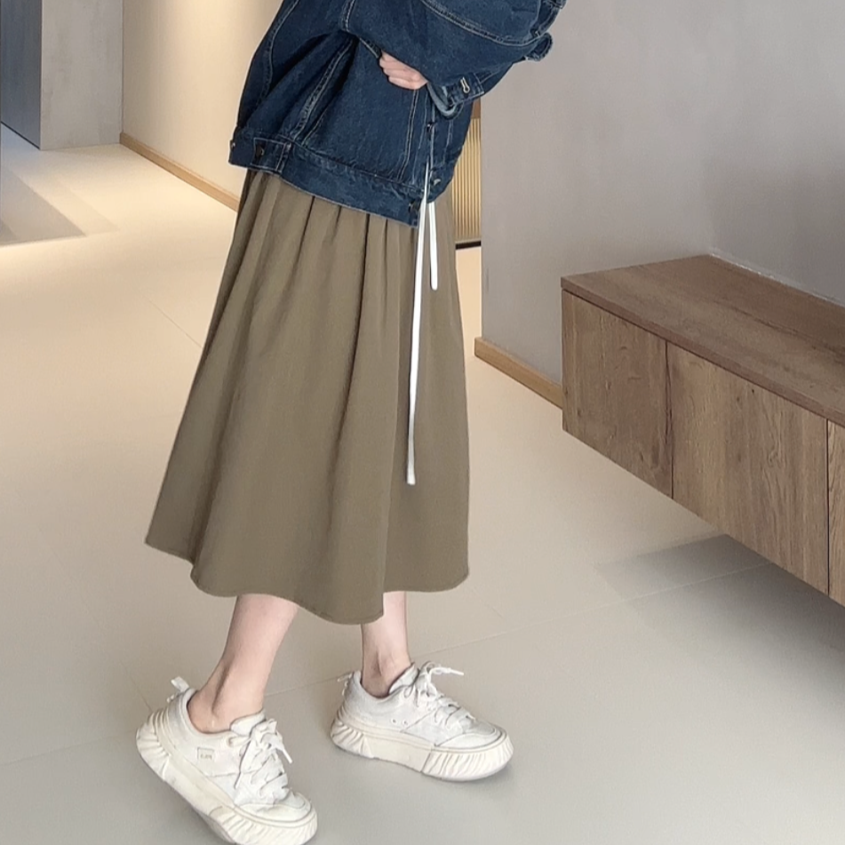 「halona·不费力」韩代休闲百搭中长款半身裙