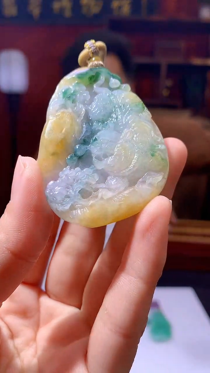 【闪购商品】定制翡翠未镶嵌1002hm-毛货挂件42