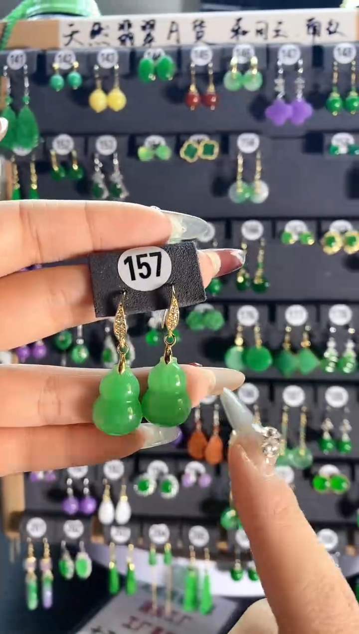 【闪购商品】翡翠耳饰银S925镶嵌157..