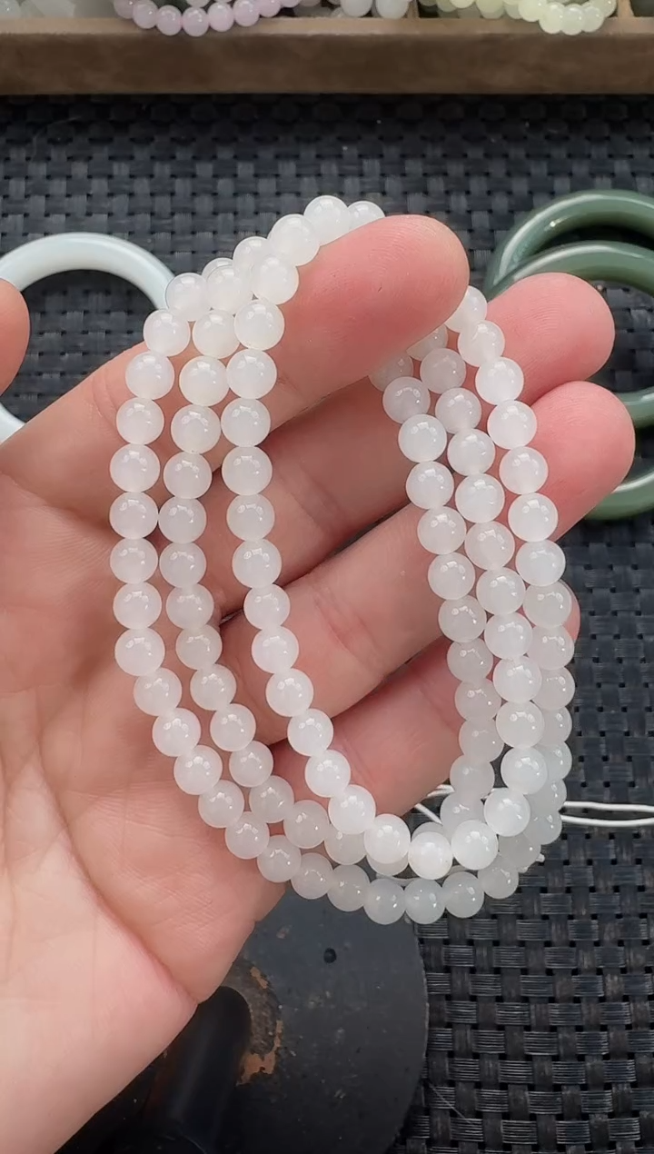 颈饰未镶嵌和田玉6mm108长链