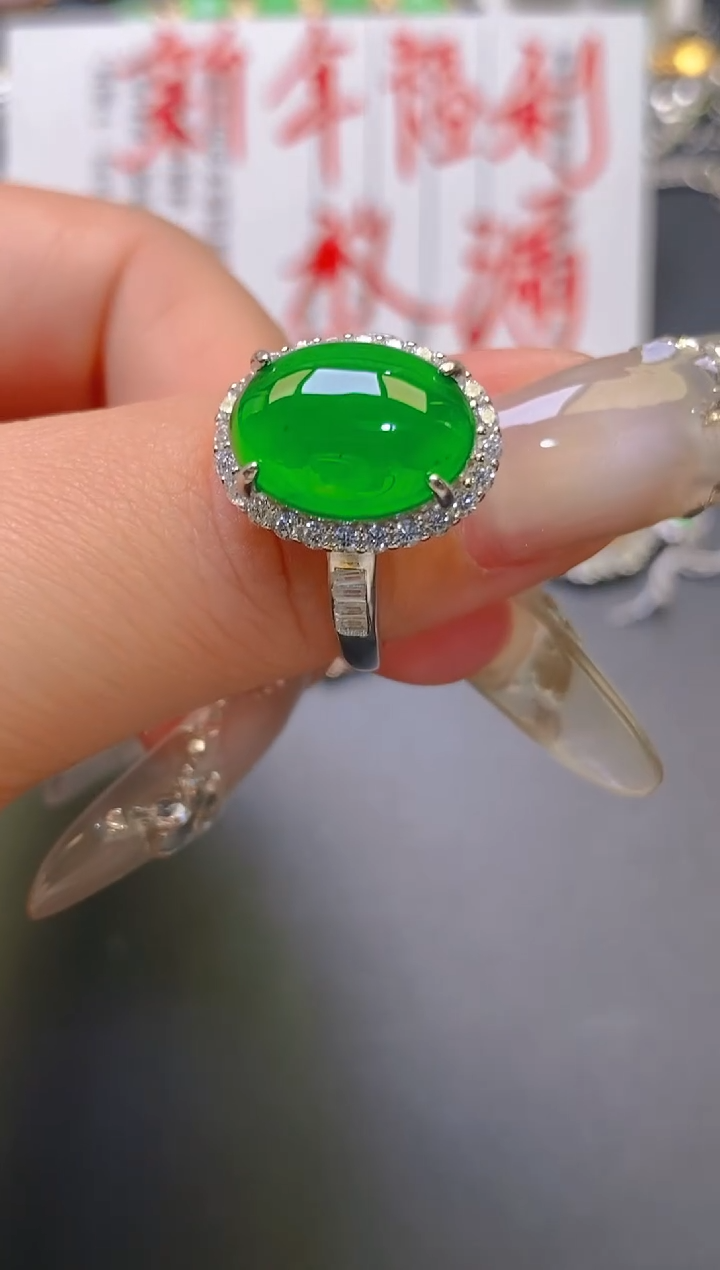 【闪购商品】翡翠耳饰银S925镶嵌天然A货翡翠1