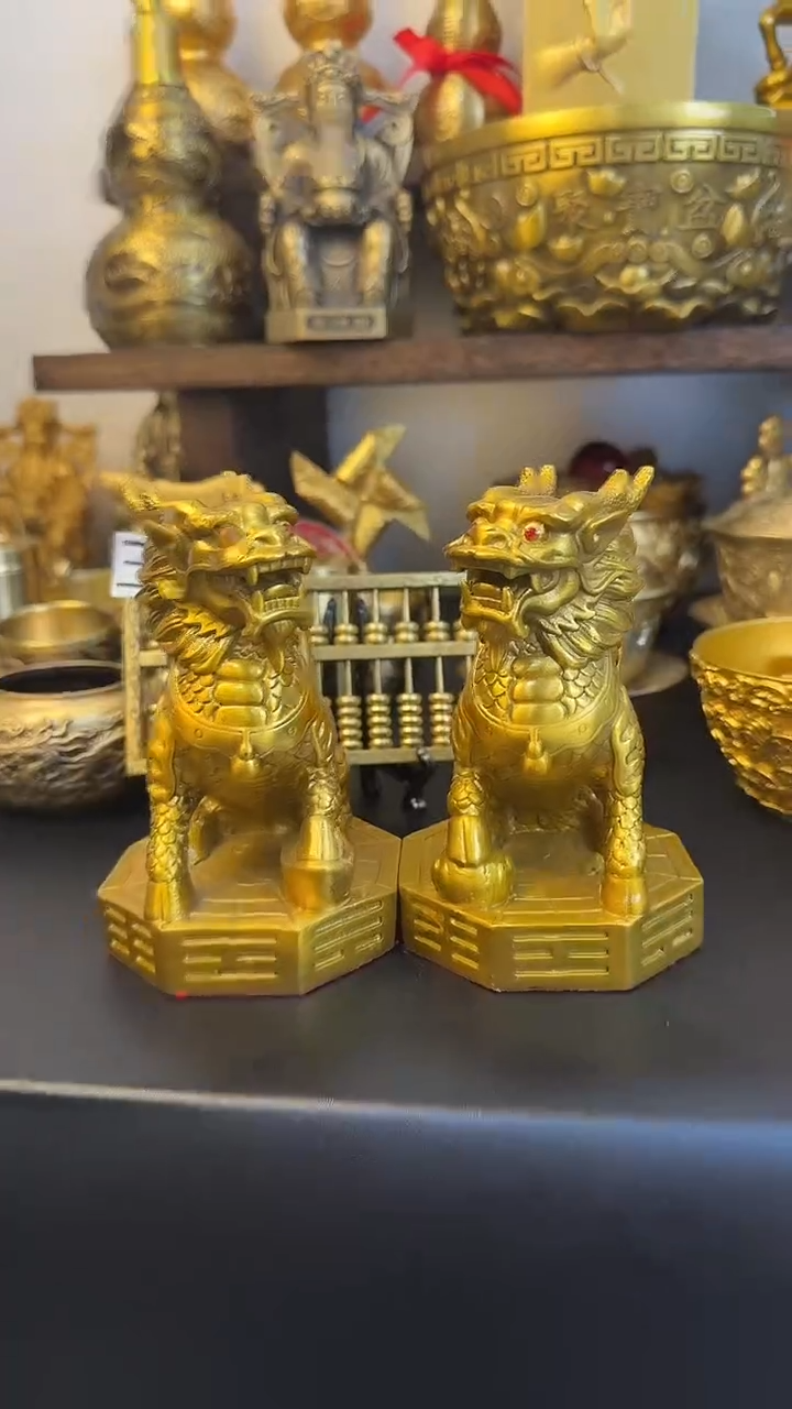 【闪购商品】黄铜13厘米八卦麒麟摆件