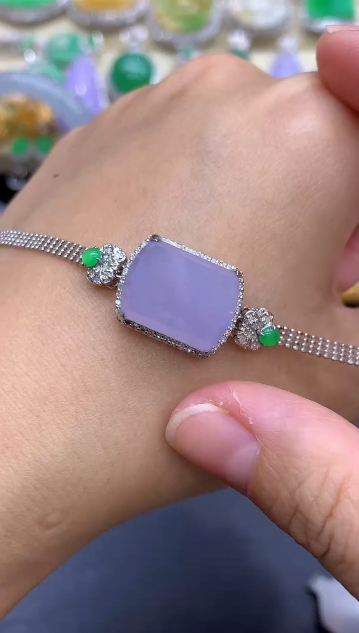 18K金镶嵌手链翡翠445-中国好珍宝