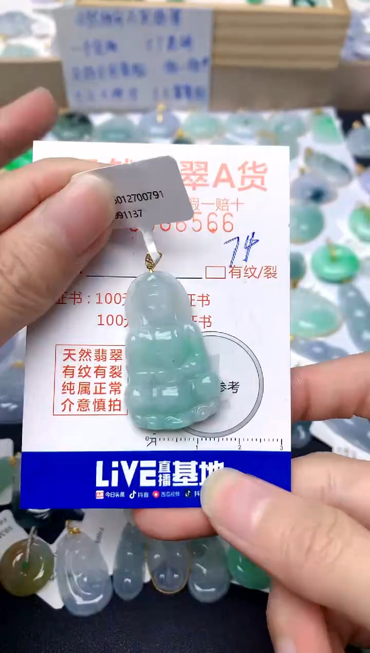 【闪购商品】翡翠颈饰18K金镶嵌74天然A货翡翠