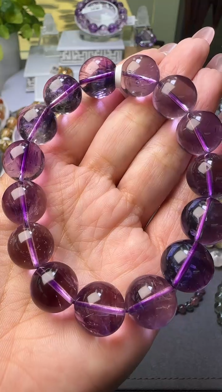 【闪购商品】水晶手串未镶嵌紫超七手串14m+ M30585成